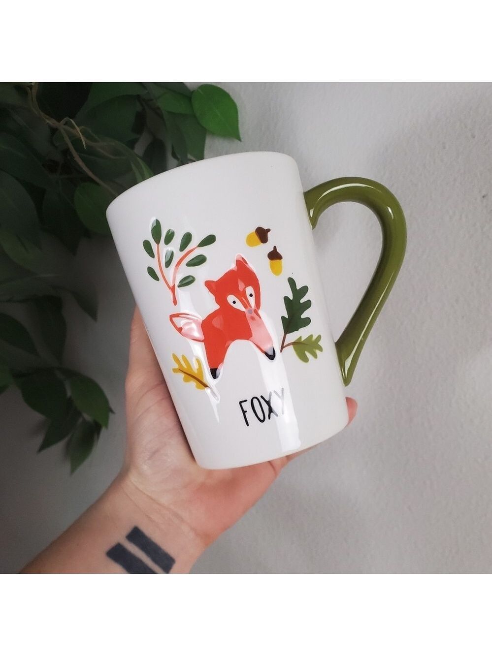 Foxy Fox Coffee Mug Candle With Green Handle Large Mug